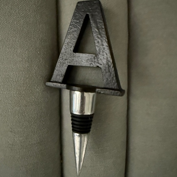 Pottery Barn Other - Pottery Barn Letter A Black Silver Wine Stopper Entertaining Details Decor Host